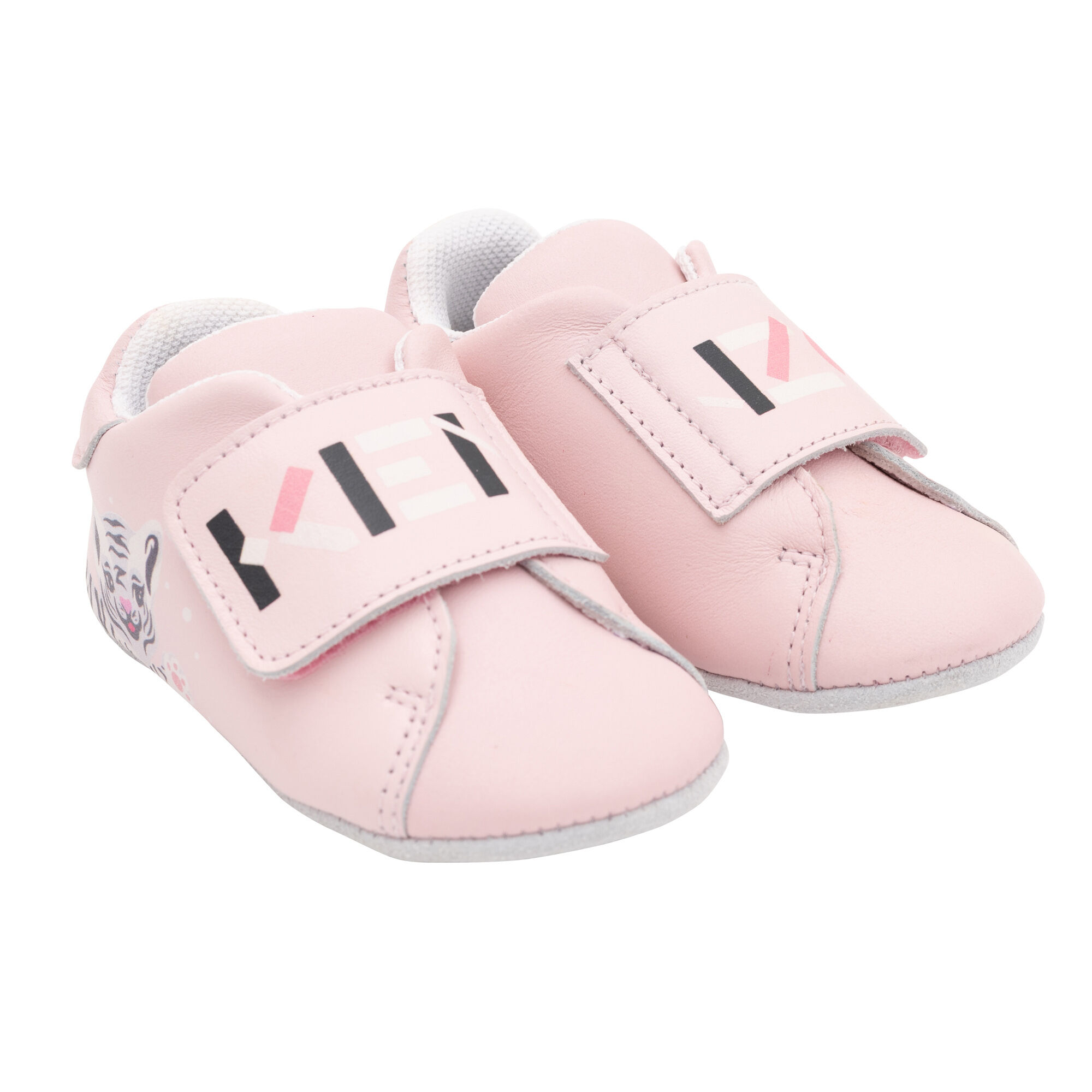 KENZO KIDS Baby Girls Pink Logo Pre Walker Shoes Junior Couture