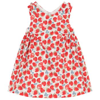 Baby Girls White & Red Strawberry Dress