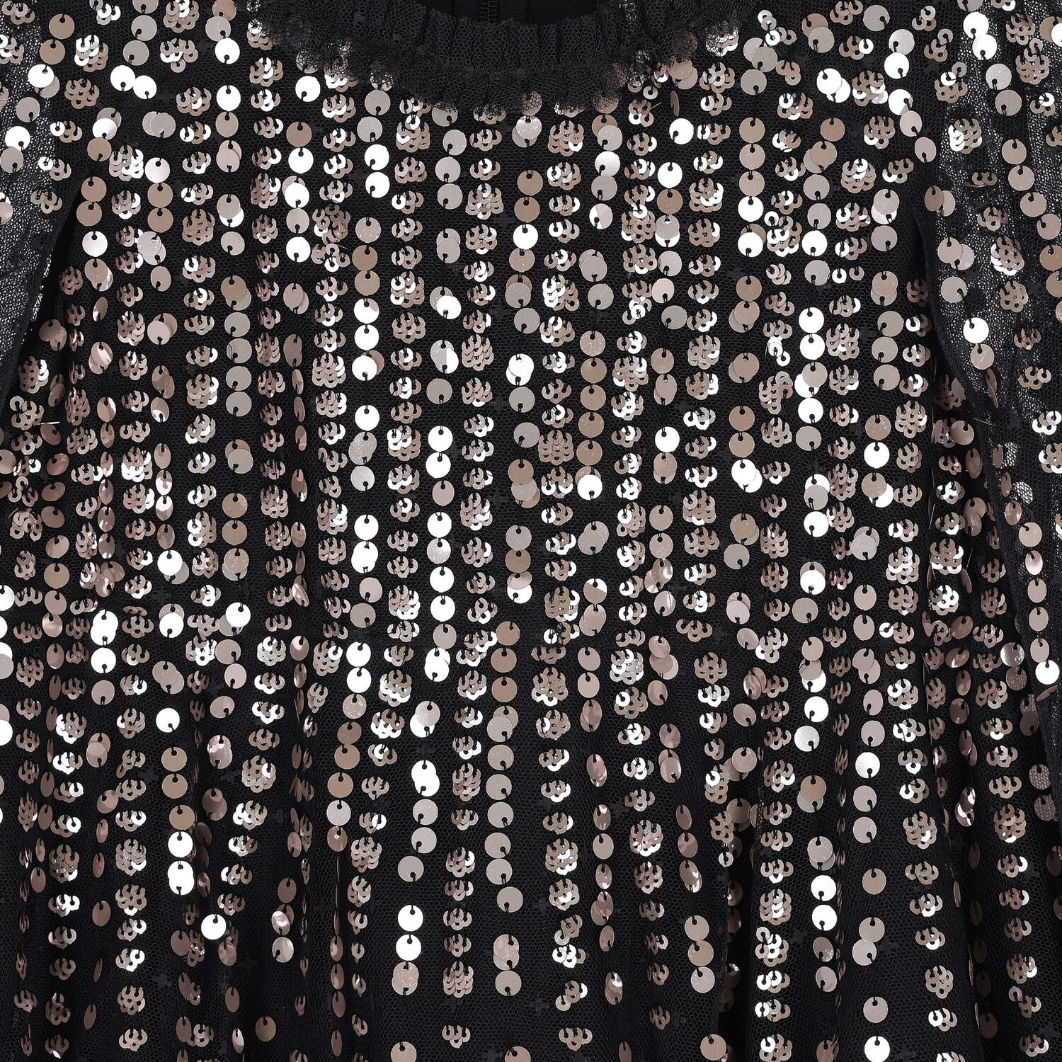 Girls Black Sequinned Tulle Cape Dress, 2, hi-res image number null