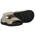 Boys Beige & Black Logo Sandals, 2, hi-res