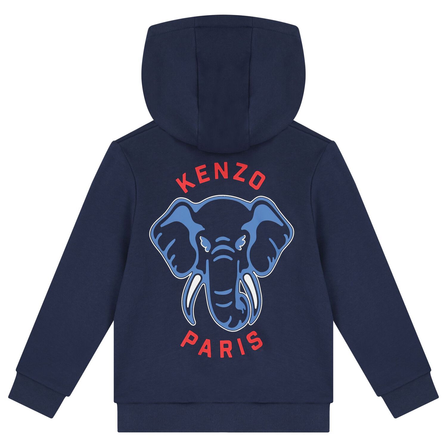 Boys Navy Blue Elephant Logo Hooded Zip Up Top, 1, hi-res image number null