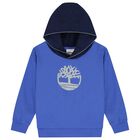 Boys Blue Logo Hooded Top, 1, hi-res