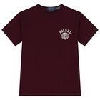 Boys Burgundy Logo T-Shirt , 1, hi-res