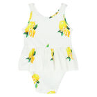Baby Girls White & Yellow Lemon Swimsuit, 1, hi-res