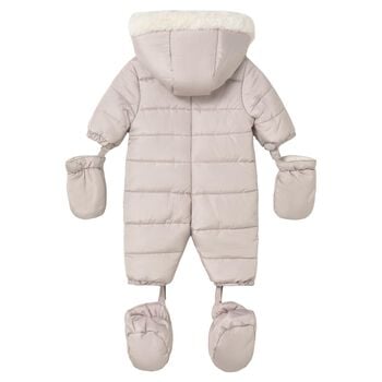 Beige Teddy Bear Baby Snowsuit