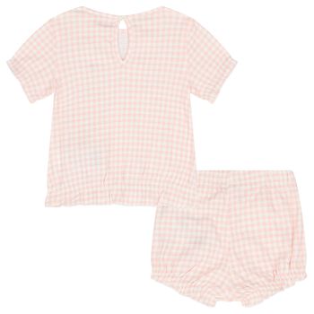 Baby Girls Pink Logo Gingham Shorts Set