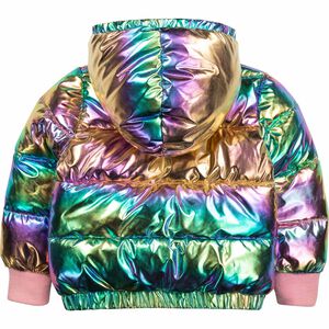 Girls Rainbow Hooded Puffer Jacket
