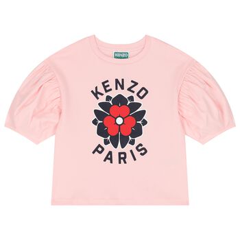 Girls Pink Logo Flower T-Shirt