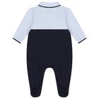 Baby Boys Blue & Navy Blue Logo Babygrow, 2, hi-res