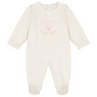 Baby Girls Ivory Heart Babygrow, 1, hi-res