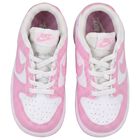 Younger Girls White & Pink Logo Dunk Low Trainers, 1, hi-res