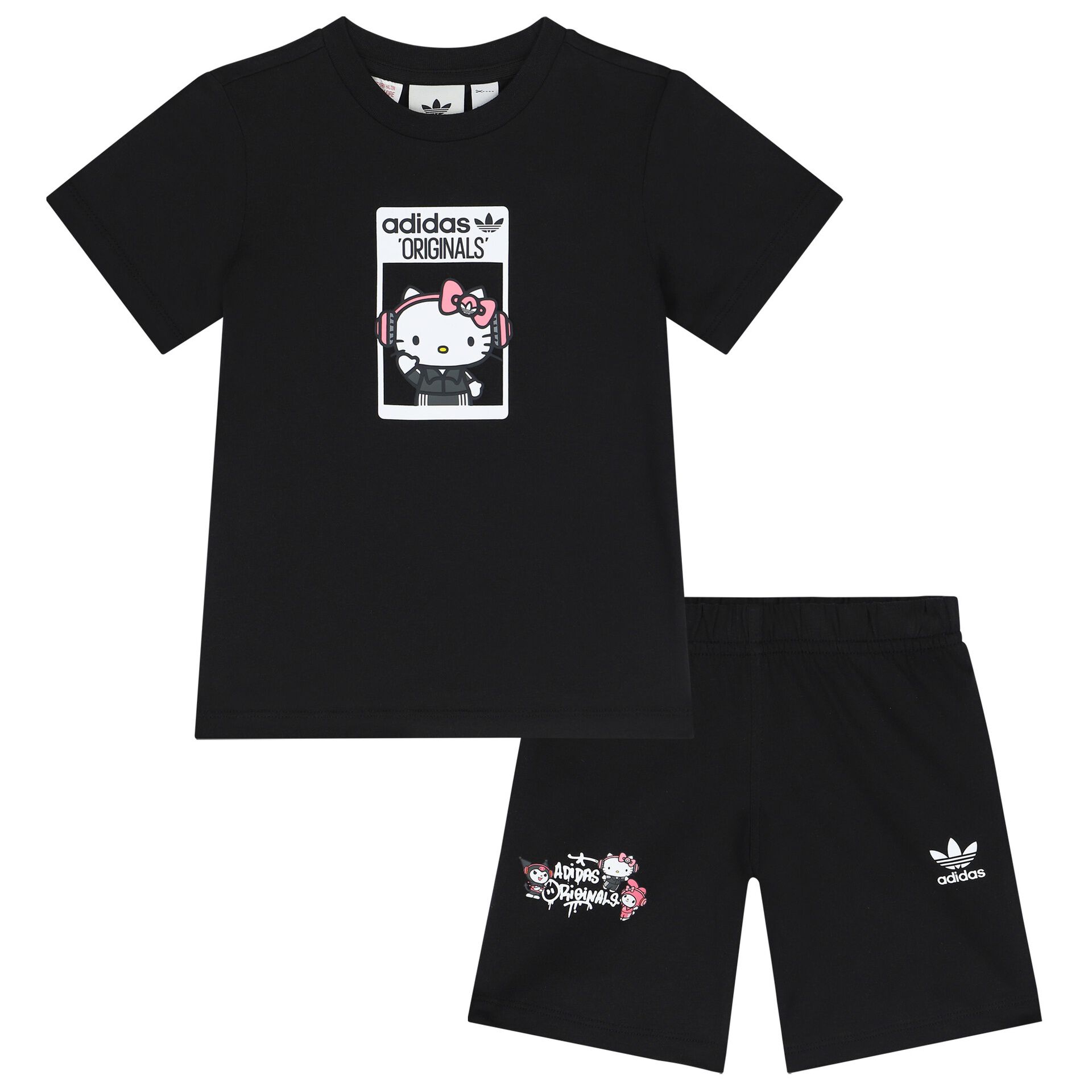 adidas Originals Younger Girls Black Hello Kitty Shorts Set