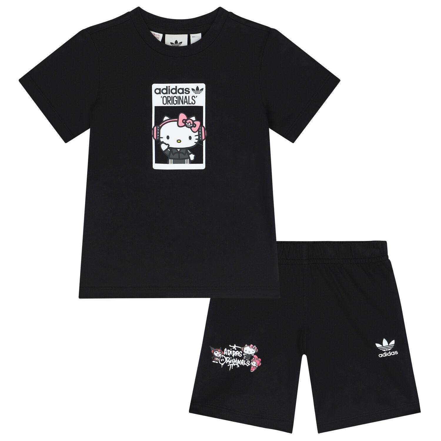 Younger Girls Black Hello Kitty Shorts Set, 1, hi-res image number null