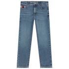 Boys Blue Logo Denim Jeans, 1, hi-res