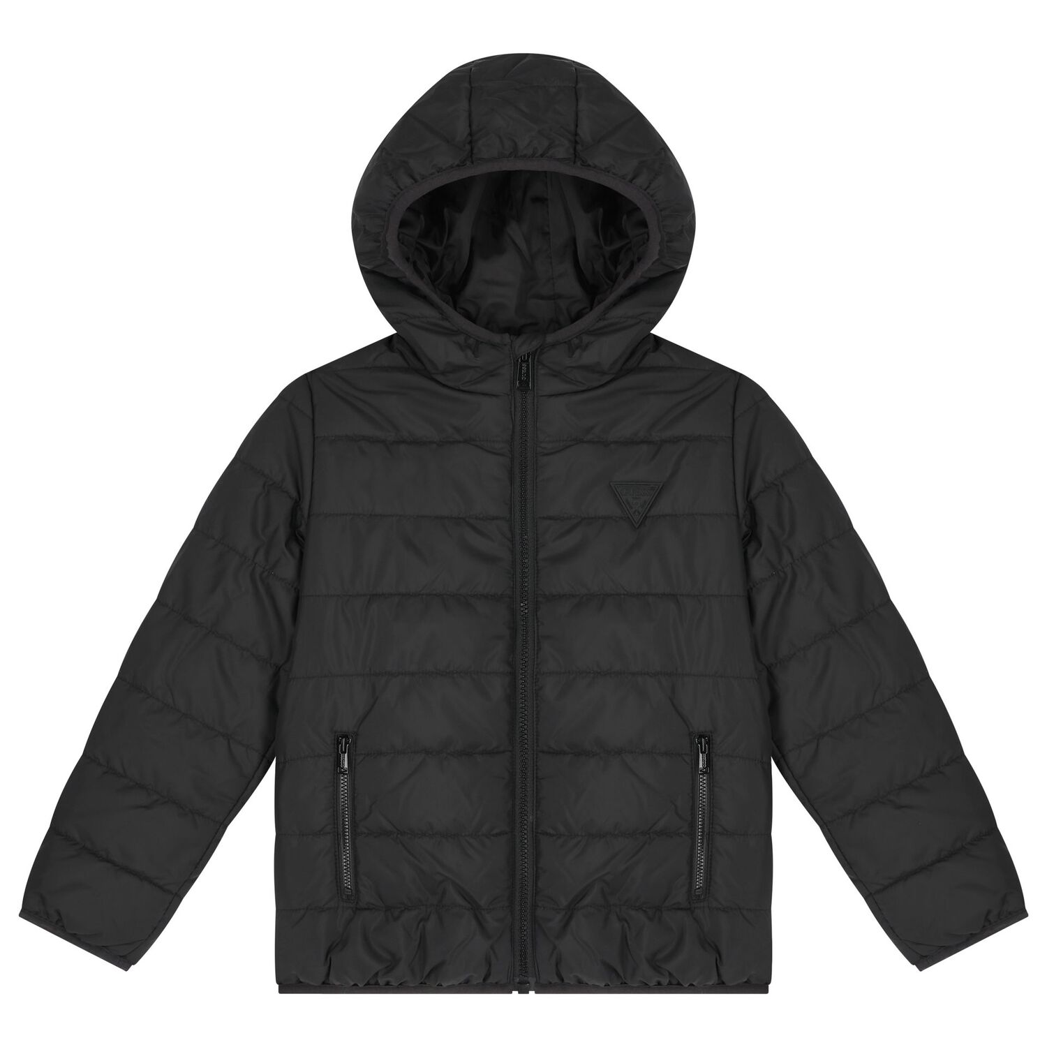 Boys Black Logo Padded Puffer Jacket, 1, hi-res image number null