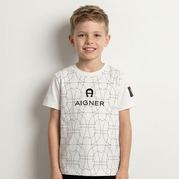 Younger Boys White Logo T-Shirt