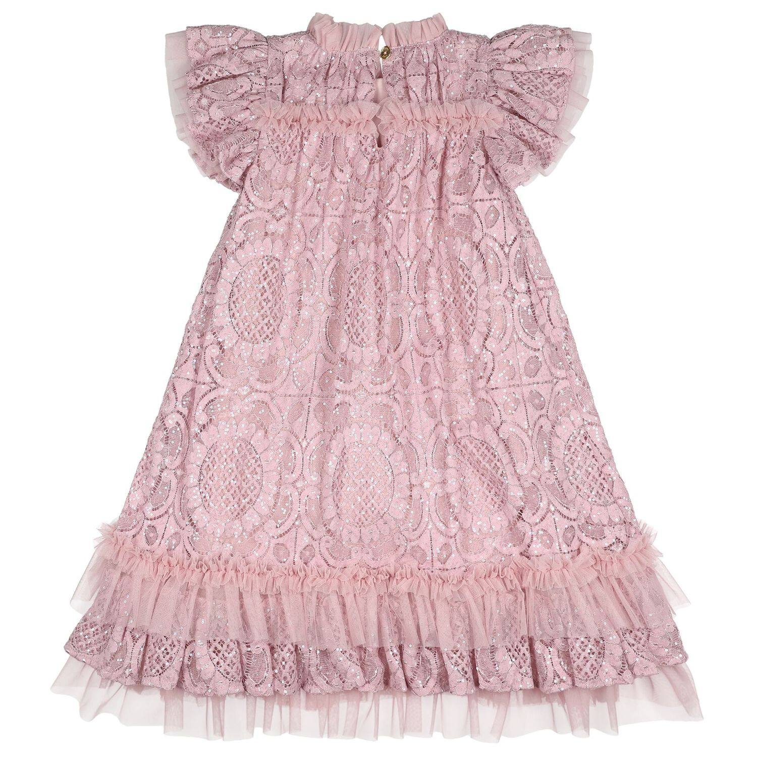 Girls Pink Lace Sequin Christina Dress, 2, hi-res