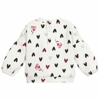 Younger Girls White Printed Sweatshirt