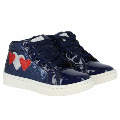 Girls Blue Hearts Trainers