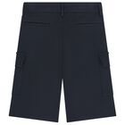 Boys Navy Blue Cargo Shorts, 1, hi-res
