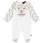 White Teddy Bear Logo Babygrow Gift Set, 1, hi-res