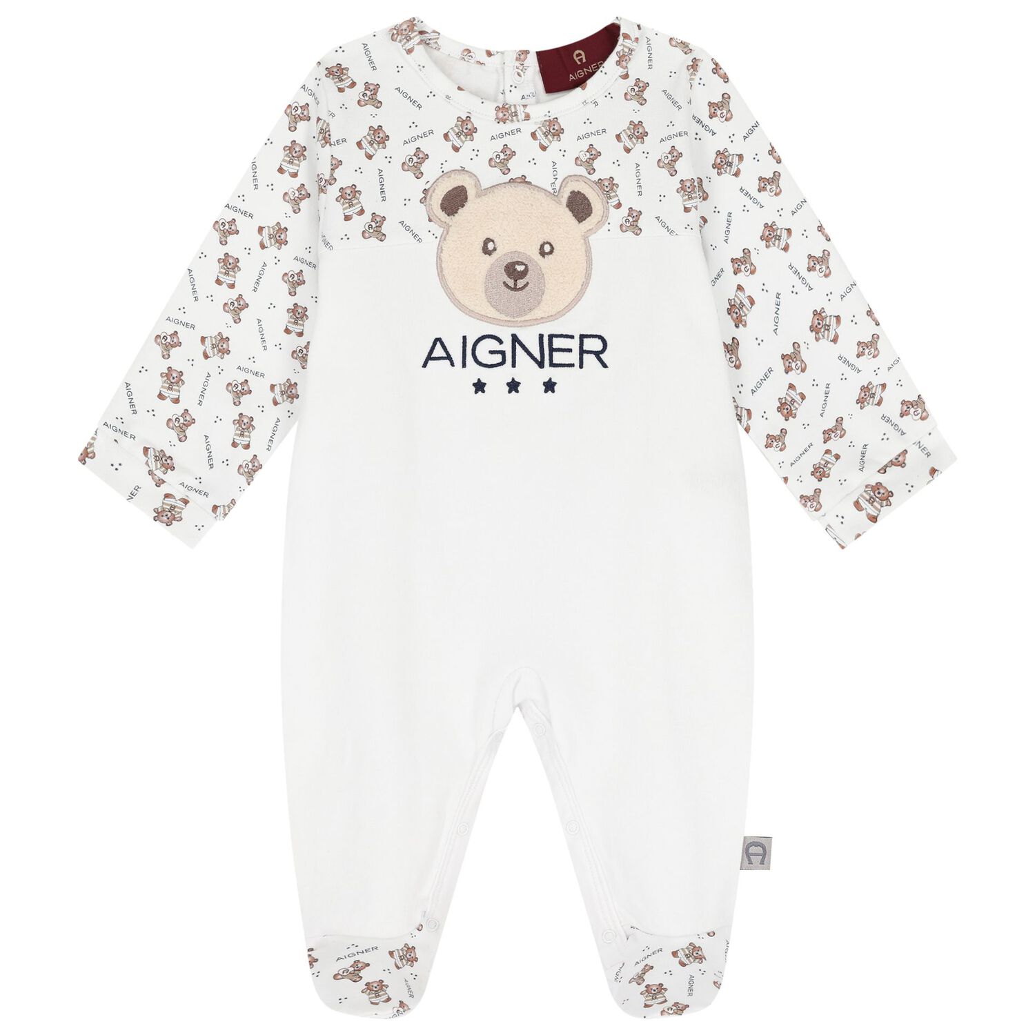 White Teddy Bear Logo Babygrow Gift Set, 1, hi-res image number null
