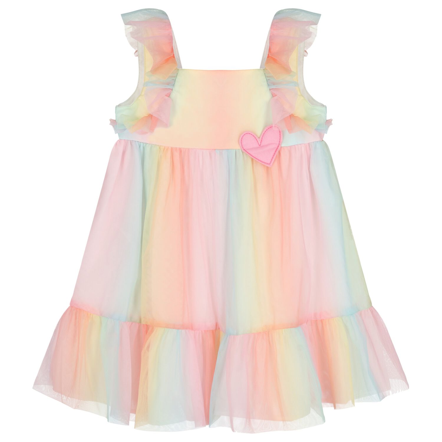 Girls Multi-Coloured Tulle Dress, 1, hi-res