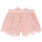 Girls Pink Lace Shorts, 1, hi-res