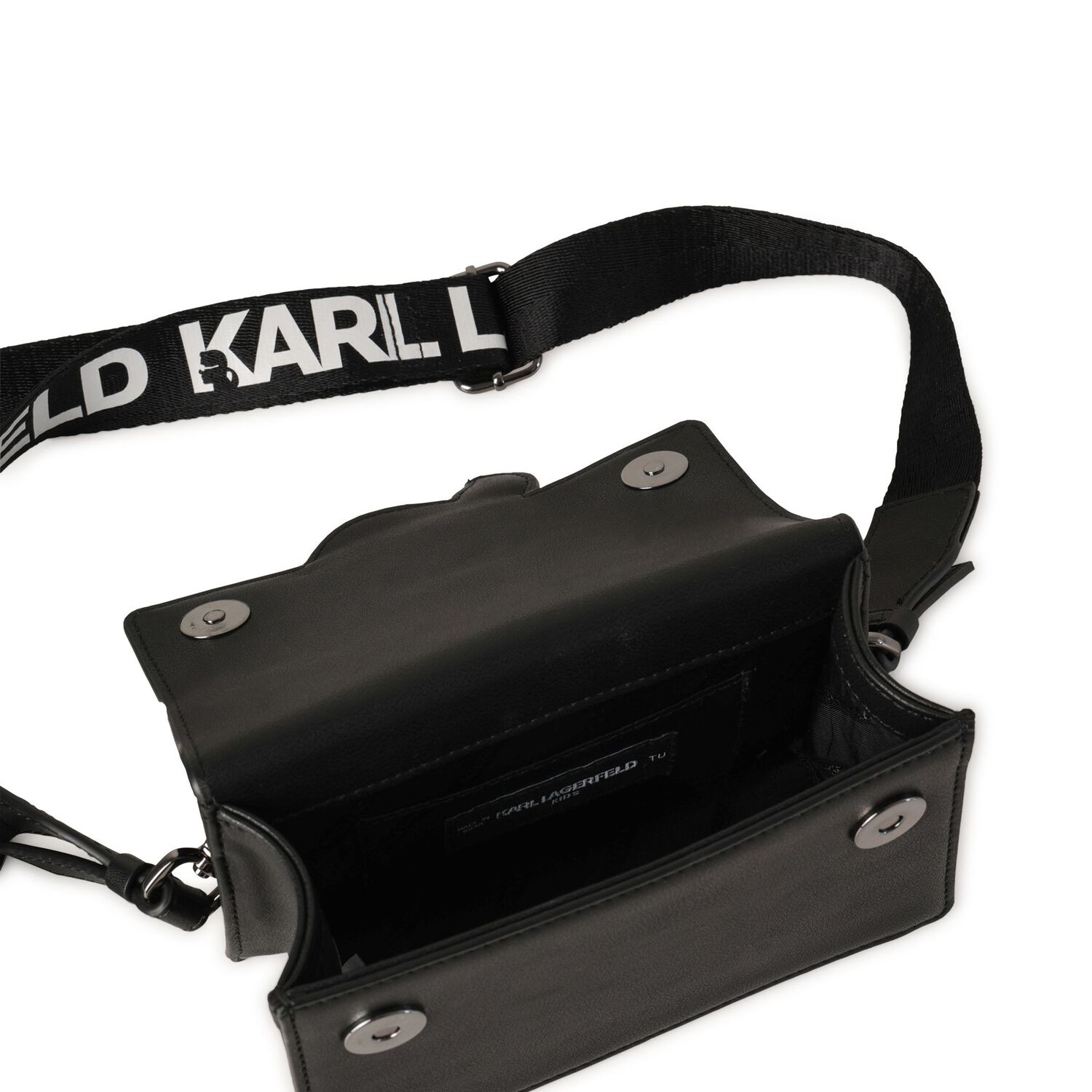 Girls Black Ikonik Karl Handbag, 1, hi-res