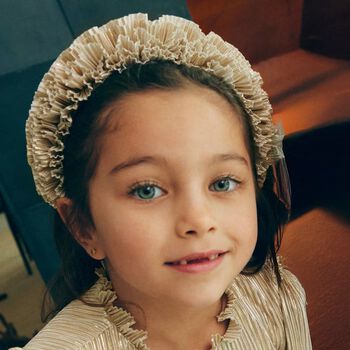 Girls Gold Pleated Ruffled Headband