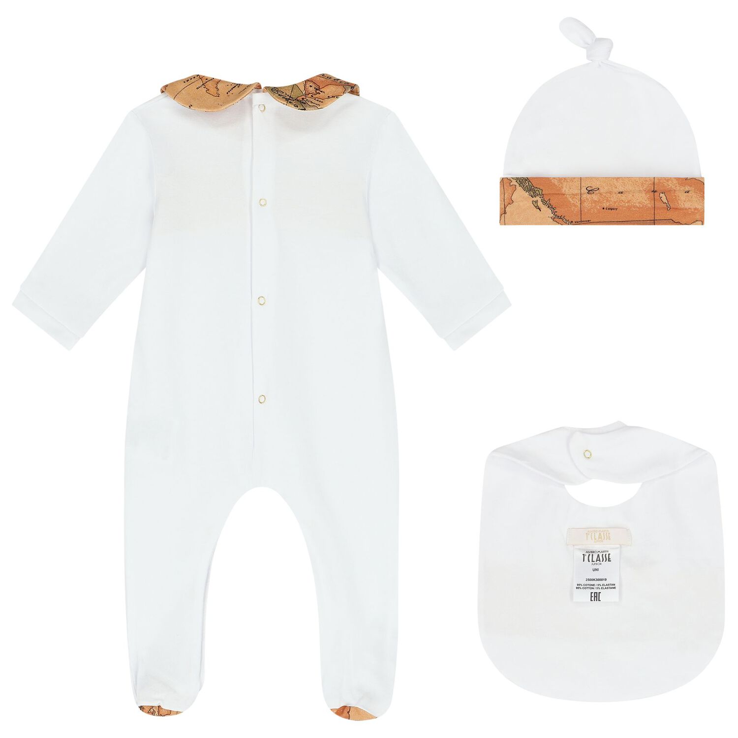 White & Beige Logo Babygrow Set, 1, hi-res image number null