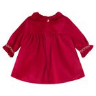 Baby Girls Red Embroidered Dress, 1, hi-res