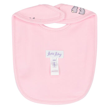 Girls Pink Bunny Baby Bib