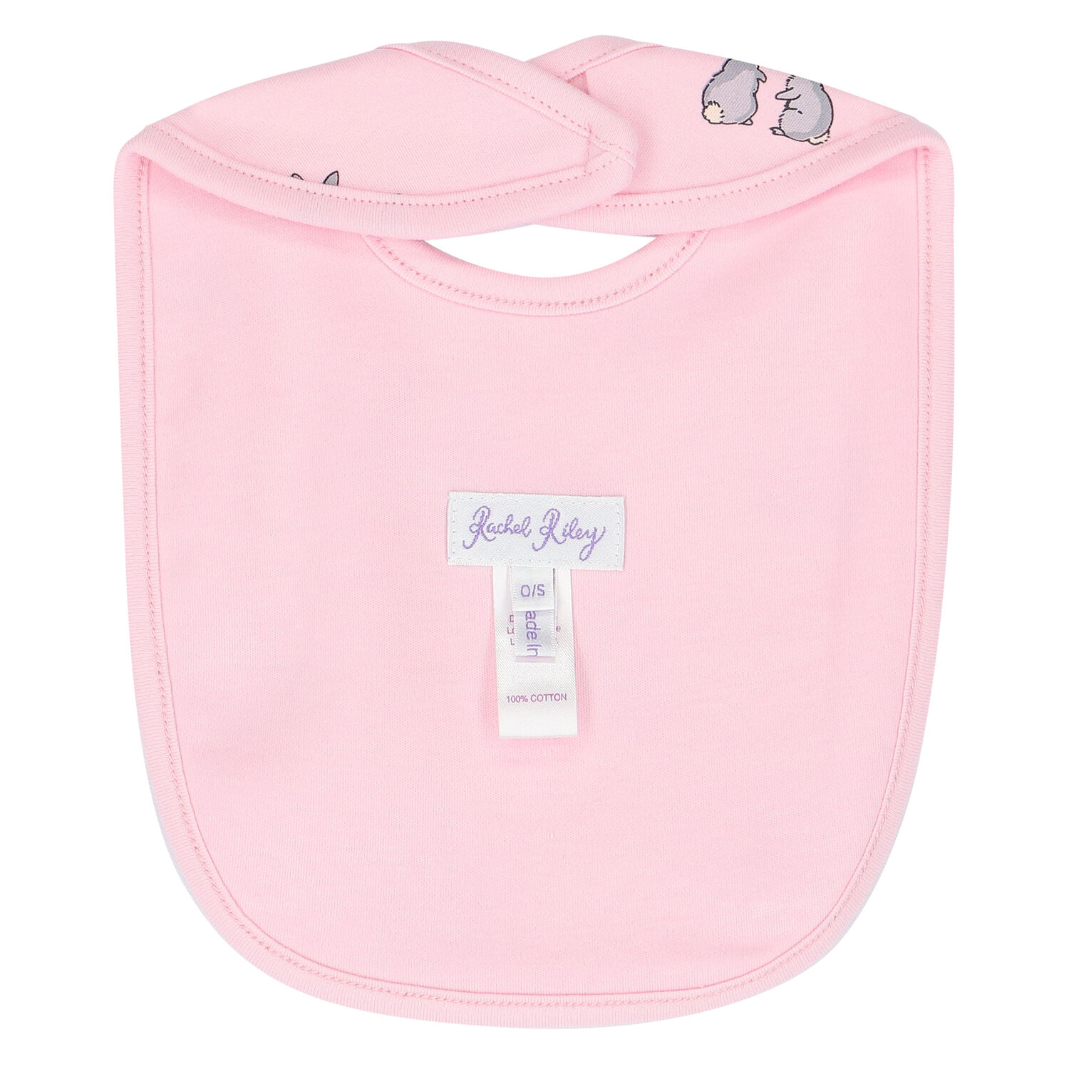 Girls Pink Bunny Baby Bib, 3, hi-res image number null