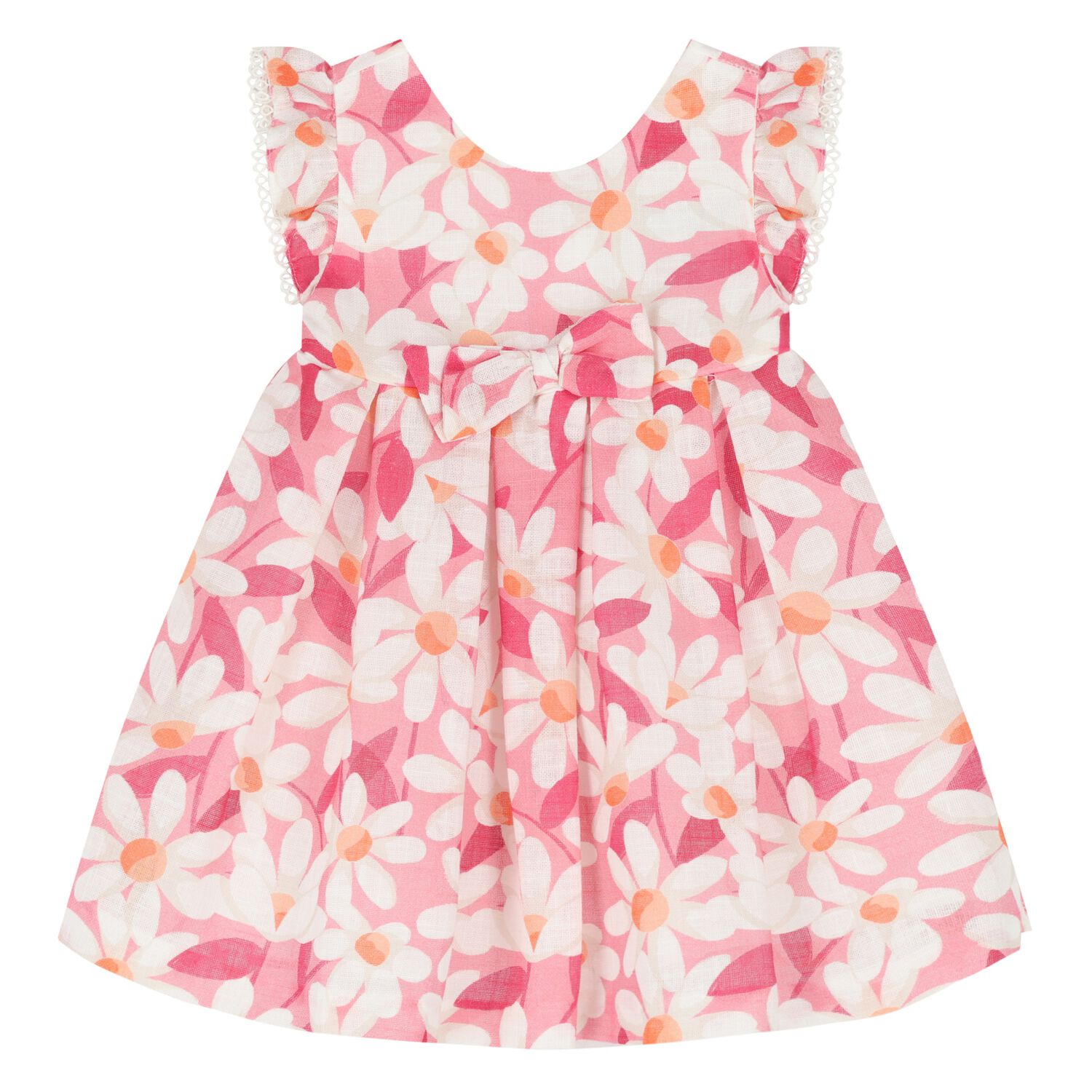 Younger Girls Pink Floral Dress, 1, hi-res