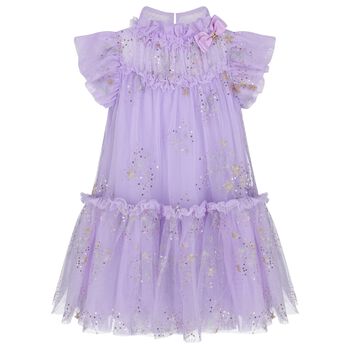 Girls Purple Embellished Tulle Dress