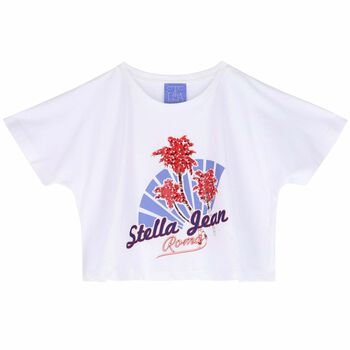 Girls White Printed T-Shirt