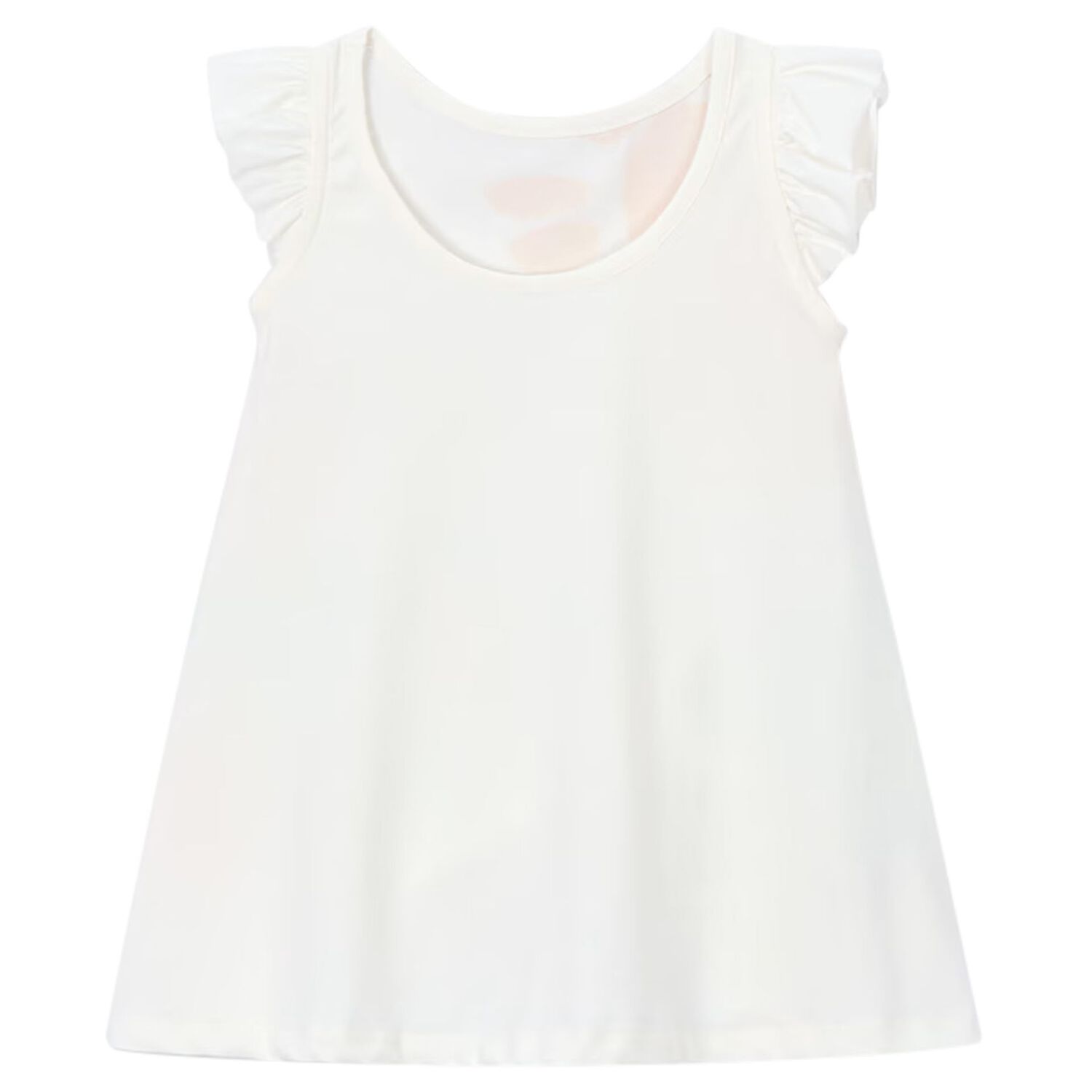 Girls White Ruffled Dress, 3, hi-res