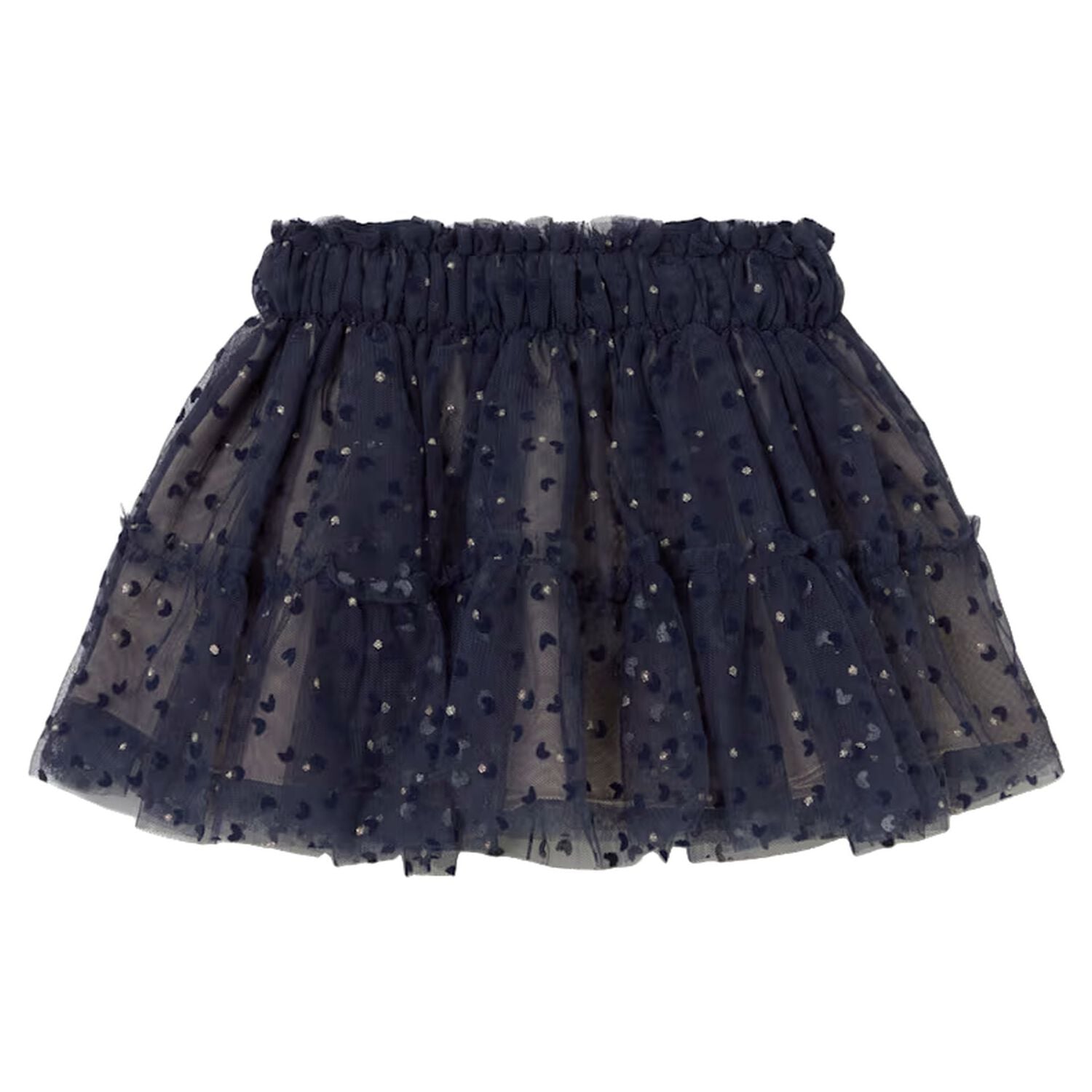 Younger Girls Navy Blue Bow Tulle Skirt, 3, hi-res