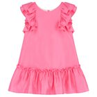 Girls Pink Ruffled Dress, 1, hi-res