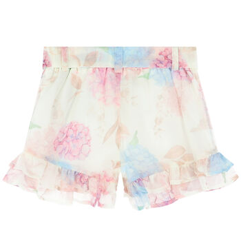 Girls Ivory Floral Shorts