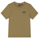 Boys Beige Logo T-Shirt, 14, hi-res