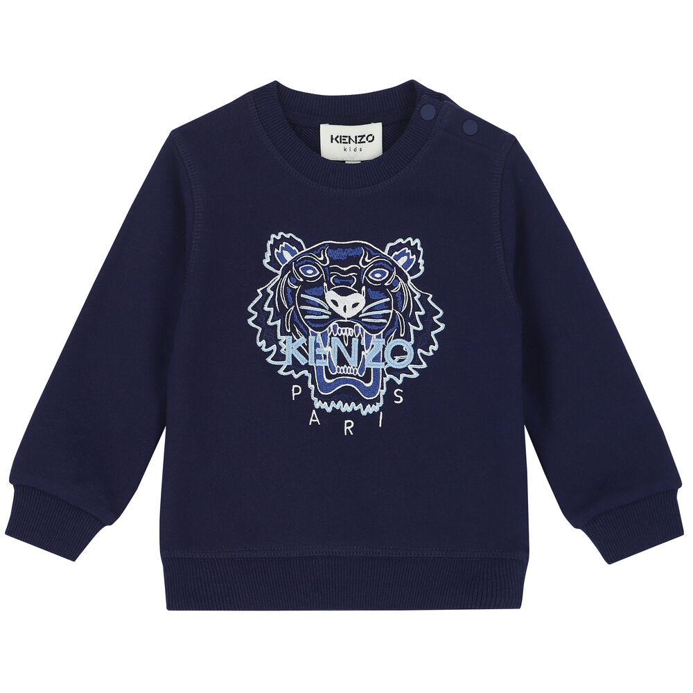KENZO KIDS Younger Boys Navy Tiger Logo Sweatshirt | Junior Couture