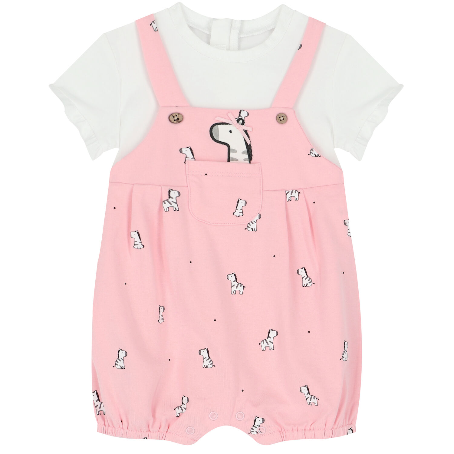 طقم رومبير باللون الأبيض والزهري للبنات, 1, hi-res