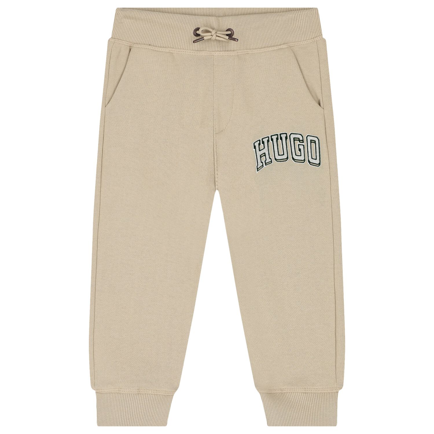 Boys Beige Logo Joggers, 1, hi-res