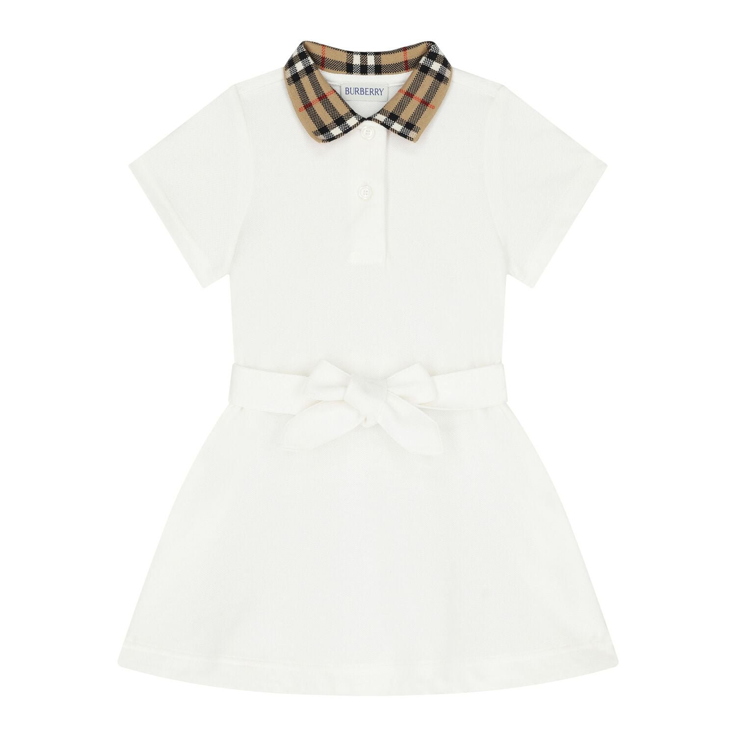 Baby Girls White Polo Dress, 1, hi-res