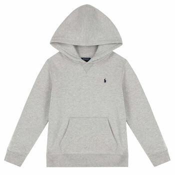 Boys Grey Logo Hooded Top