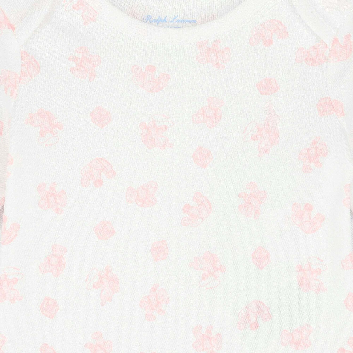 Baby Girls White & Pink Bodysuit, 1, hi-res