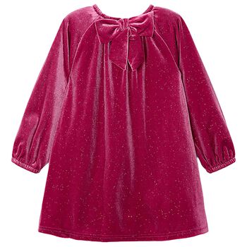 Girls Pink Sparkly Velour Dress