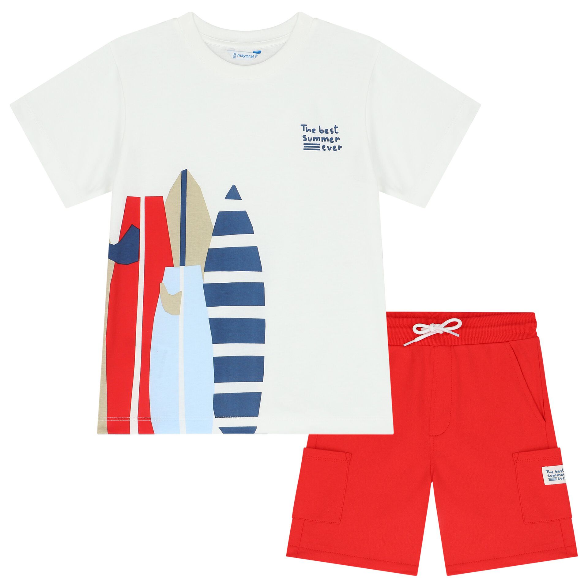 Mayoral Boys White Red Shorts Set Junior Couture Bahrain